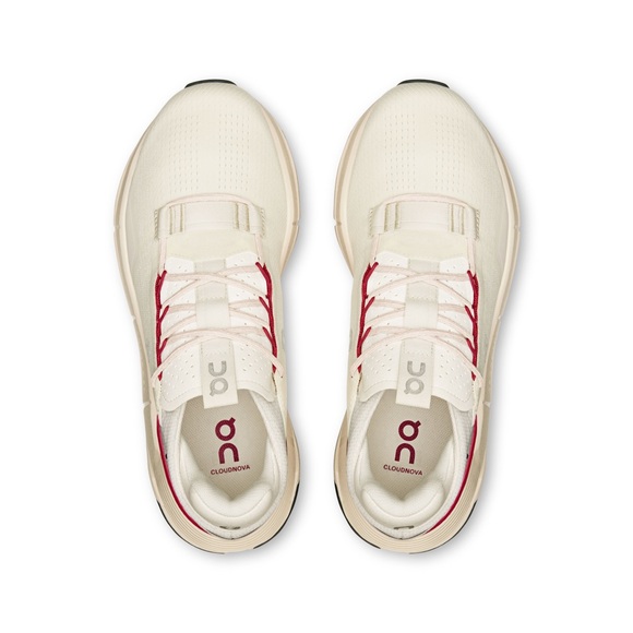 On Women's Cloudnova 2 Lifestyle Running Shoe, Ivory/Grenadine, Size 7.5 *NEW* - Picture 2 of 6